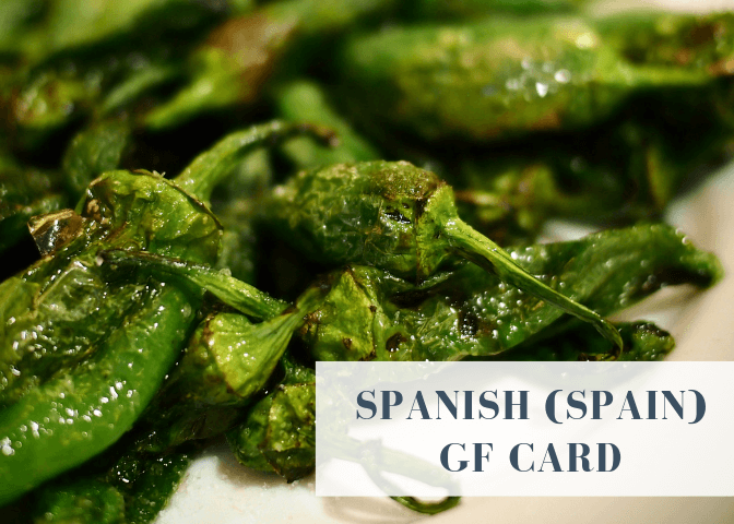 Gluten-Free Spanish Restaurant Card