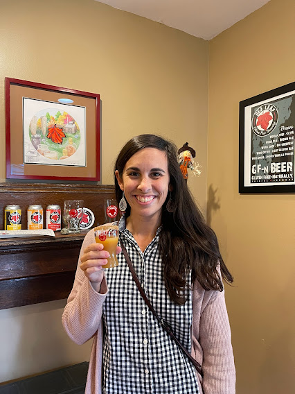 Jen in Vermont with gluten-free beer