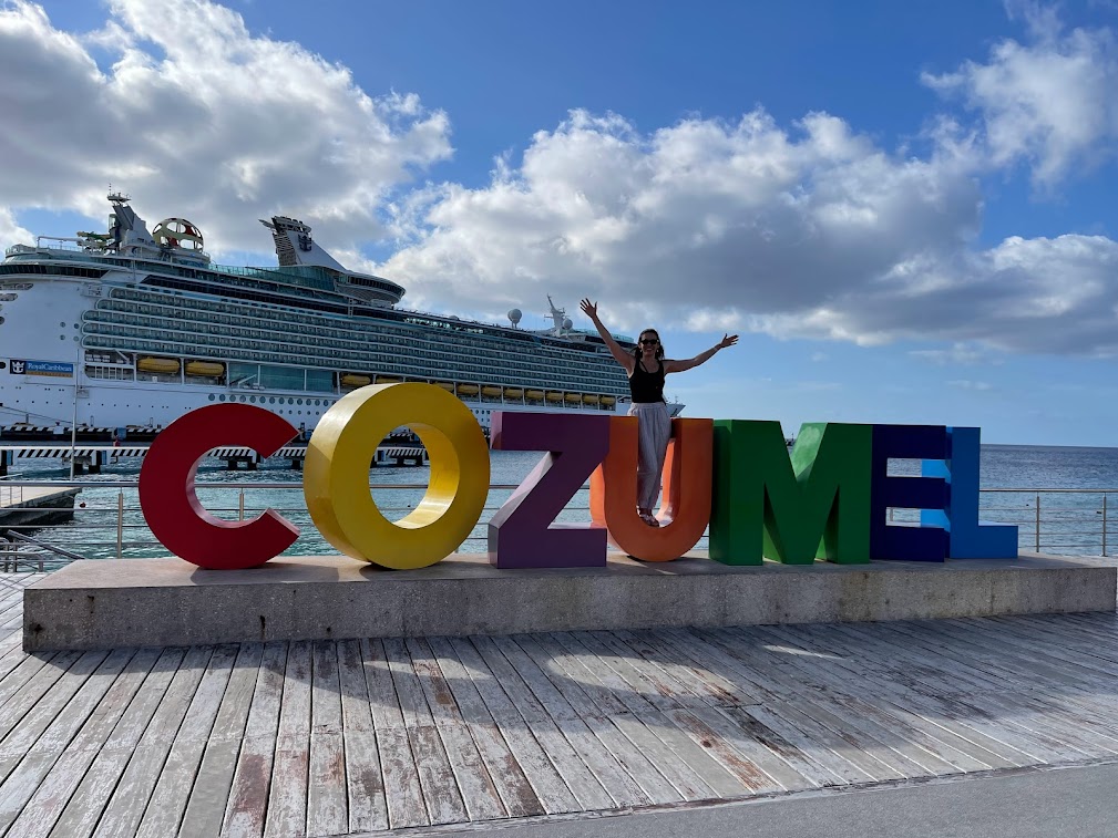 Jen with Cozumel sign