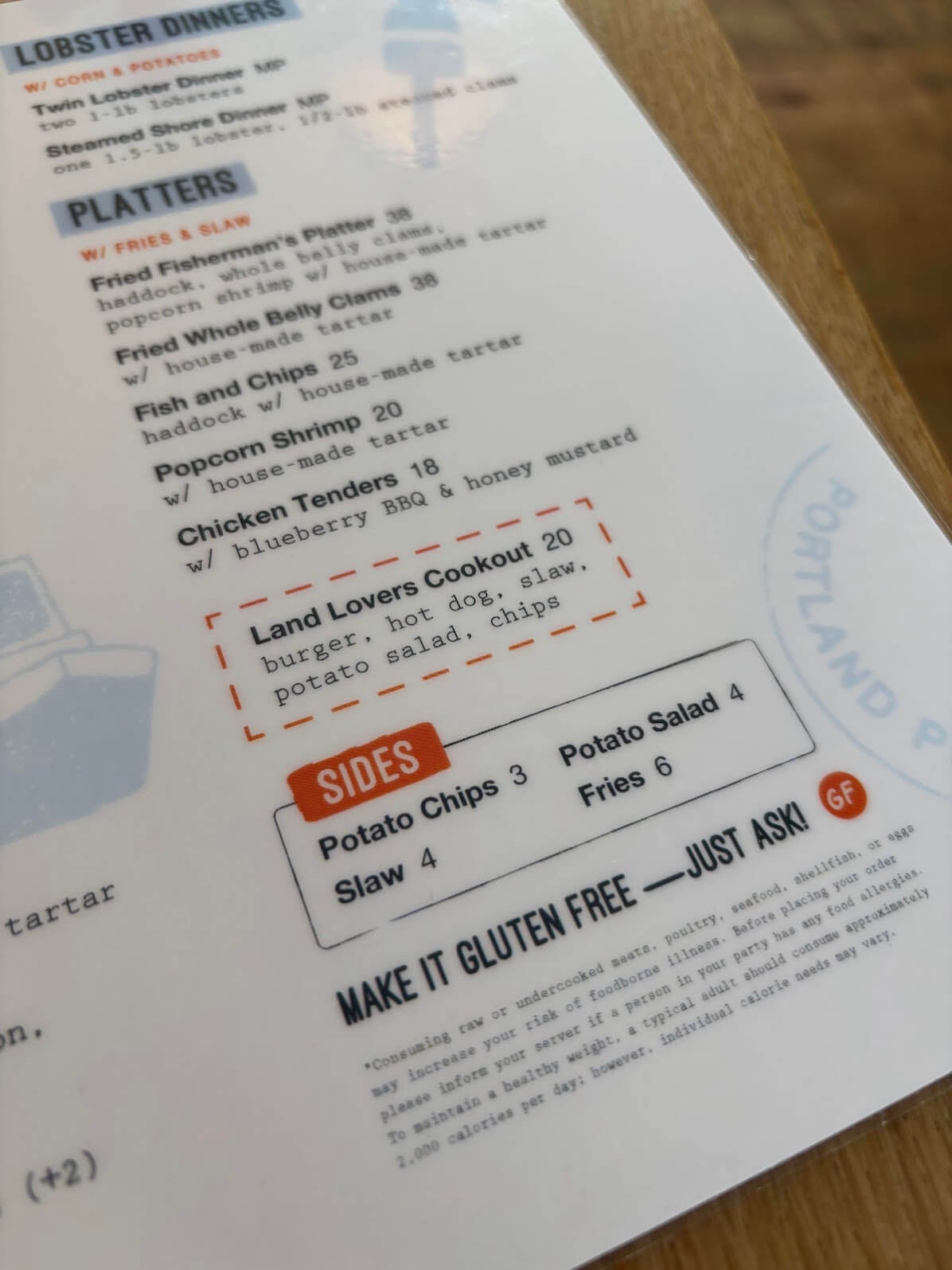 Gluten-Free Menu at Luke's Lobster