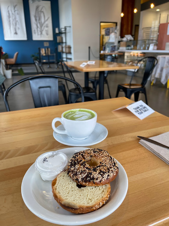gluten-free bagel and latte New Cascadia Portland