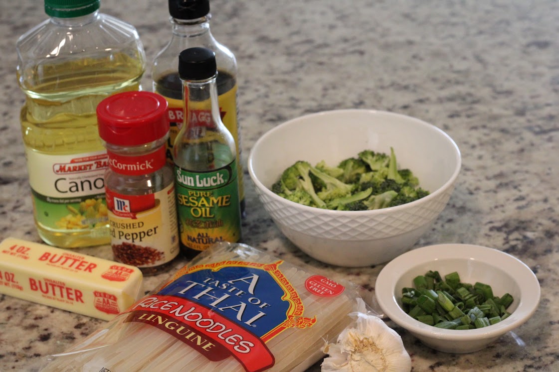 ingredients for broccoli scallion noodles