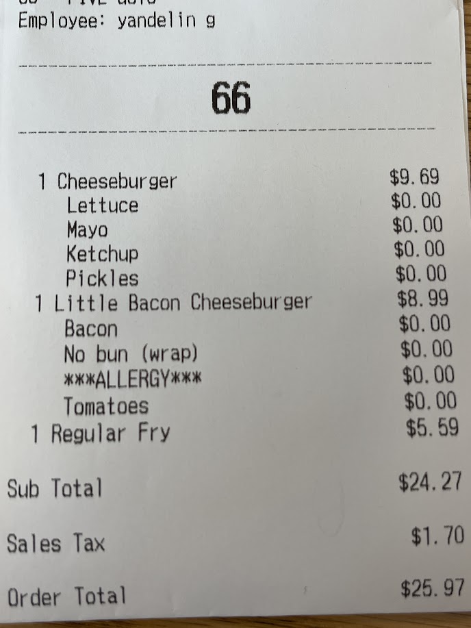 Five Guys receipt