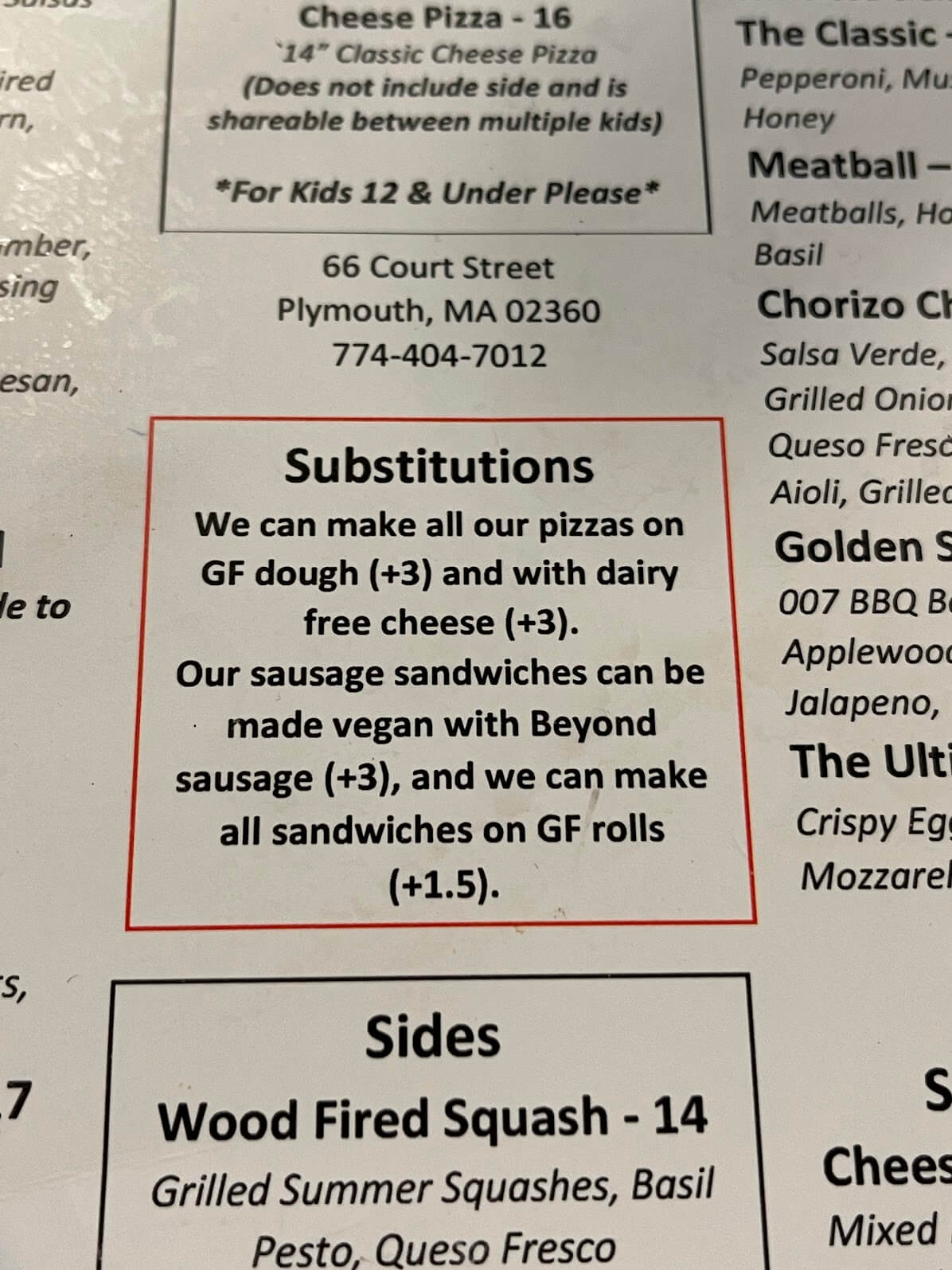 Gluten-free menu options